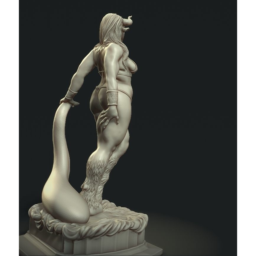 Taurus Goddess 3D Model – Curvilinear Character Art, Game Ready - View 7