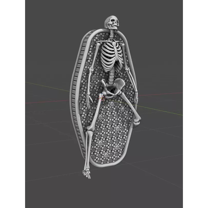 Skeleton Coffin 3D Model – Unique Character Design with Diamonds - View 3