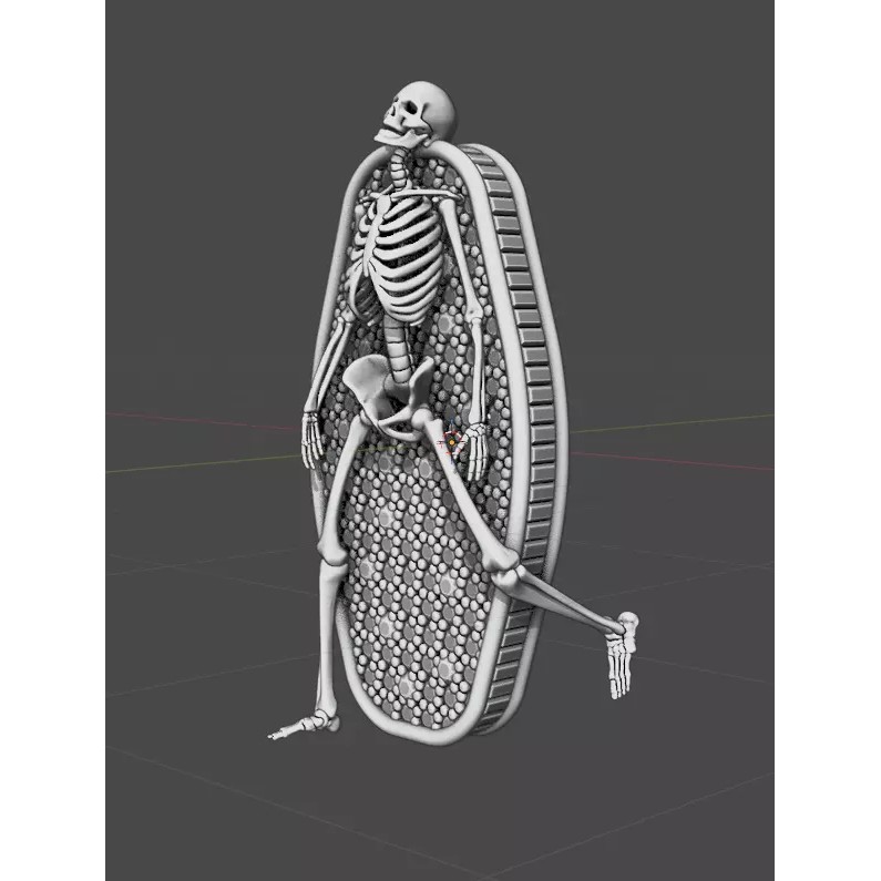 Skeleton Coffin 3D Model – Unique Character Design with Diamonds - View 4