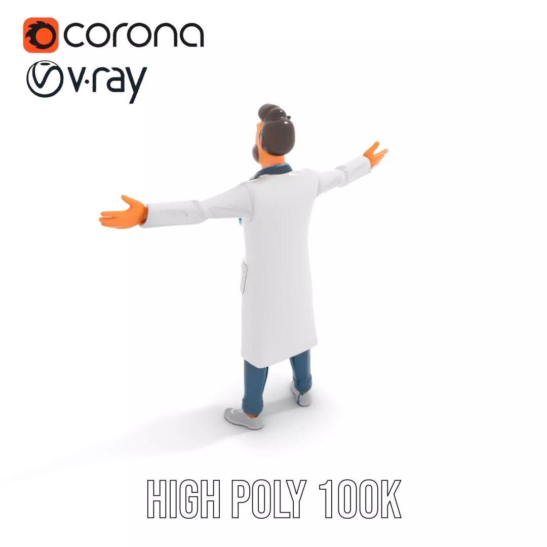 Doctor Character 3D Model – Professional Low-Poly Asset for Animation - View 10