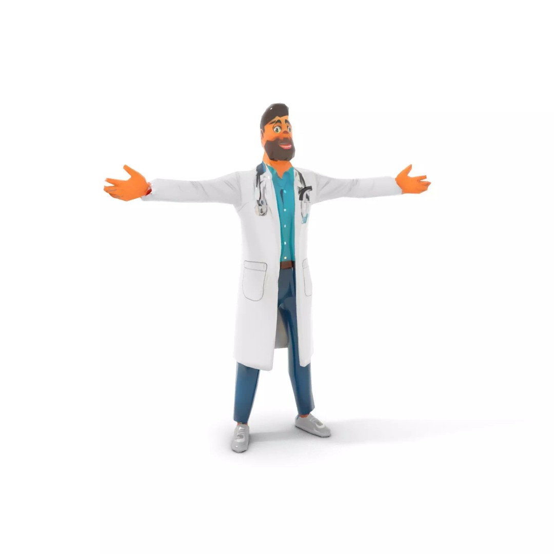Doctor Character 3D Model – Professional Low-Poly Asset for Animation - View 12