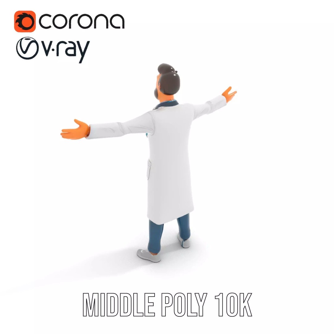 Doctor Character 3D Model – Professional Low-Poly Asset for Animation - View 13