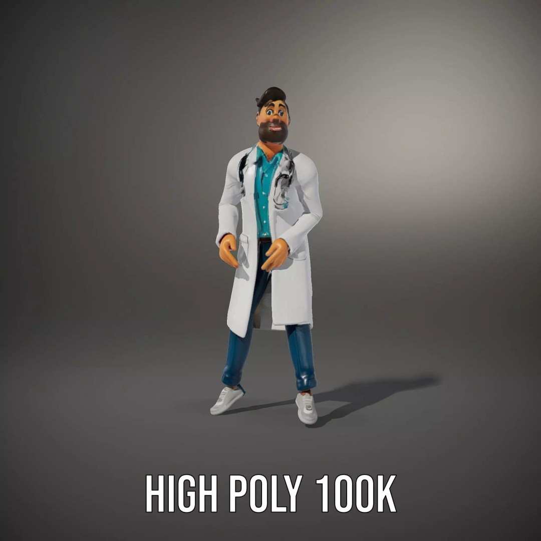 Doctor Character 3D Model – Professional Low-Poly Asset for Animation - View 15