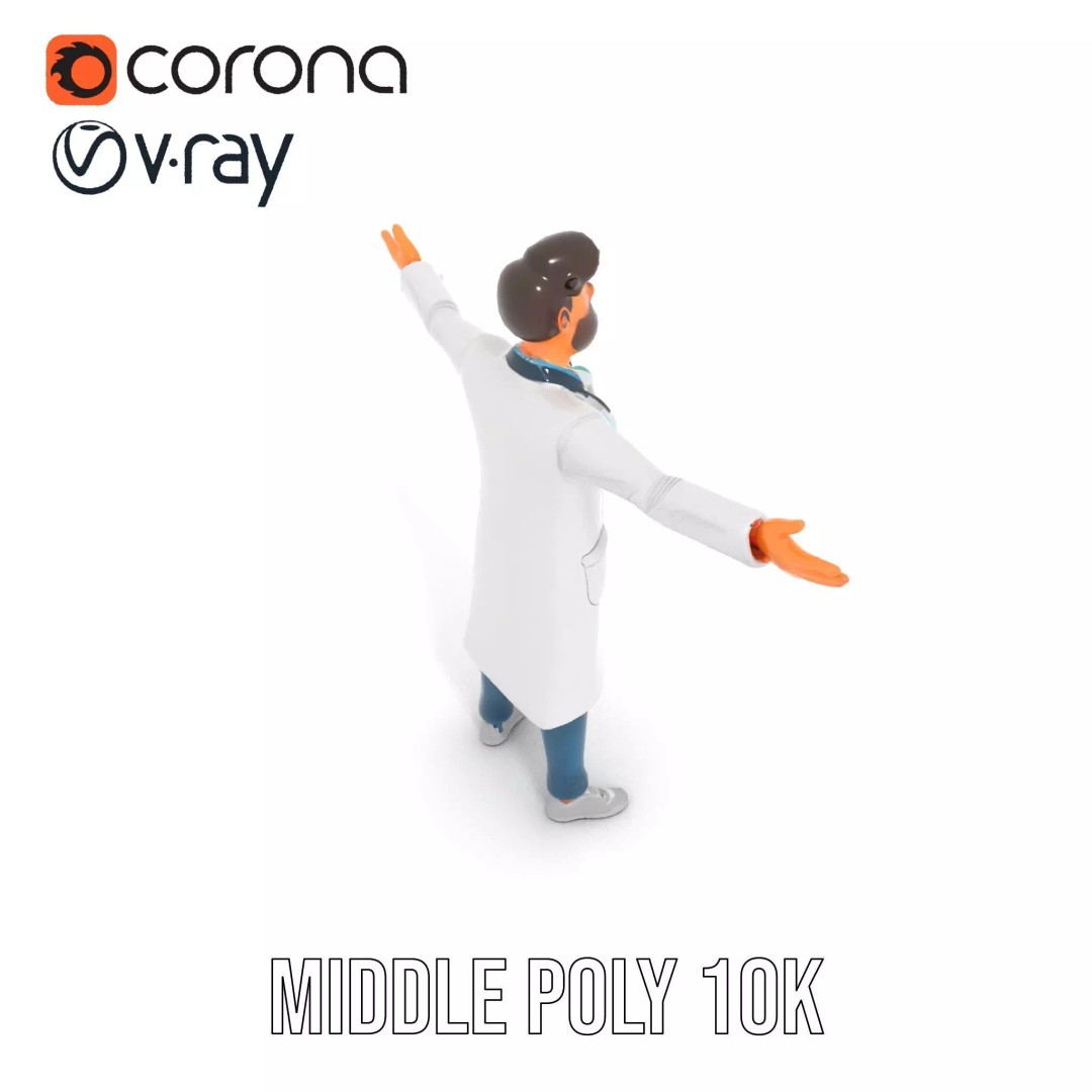 Doctor Character 3D Model – Professional Low-Poly Asset for Animation - View 16