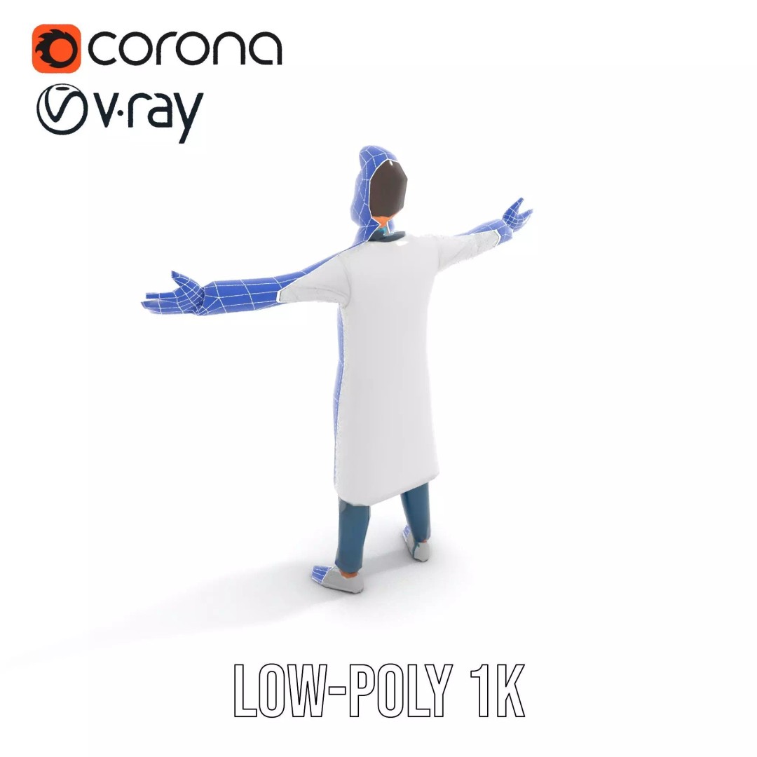 Doctor Character 3D Model – Professional Low-Poly Asset for Animation - View 20