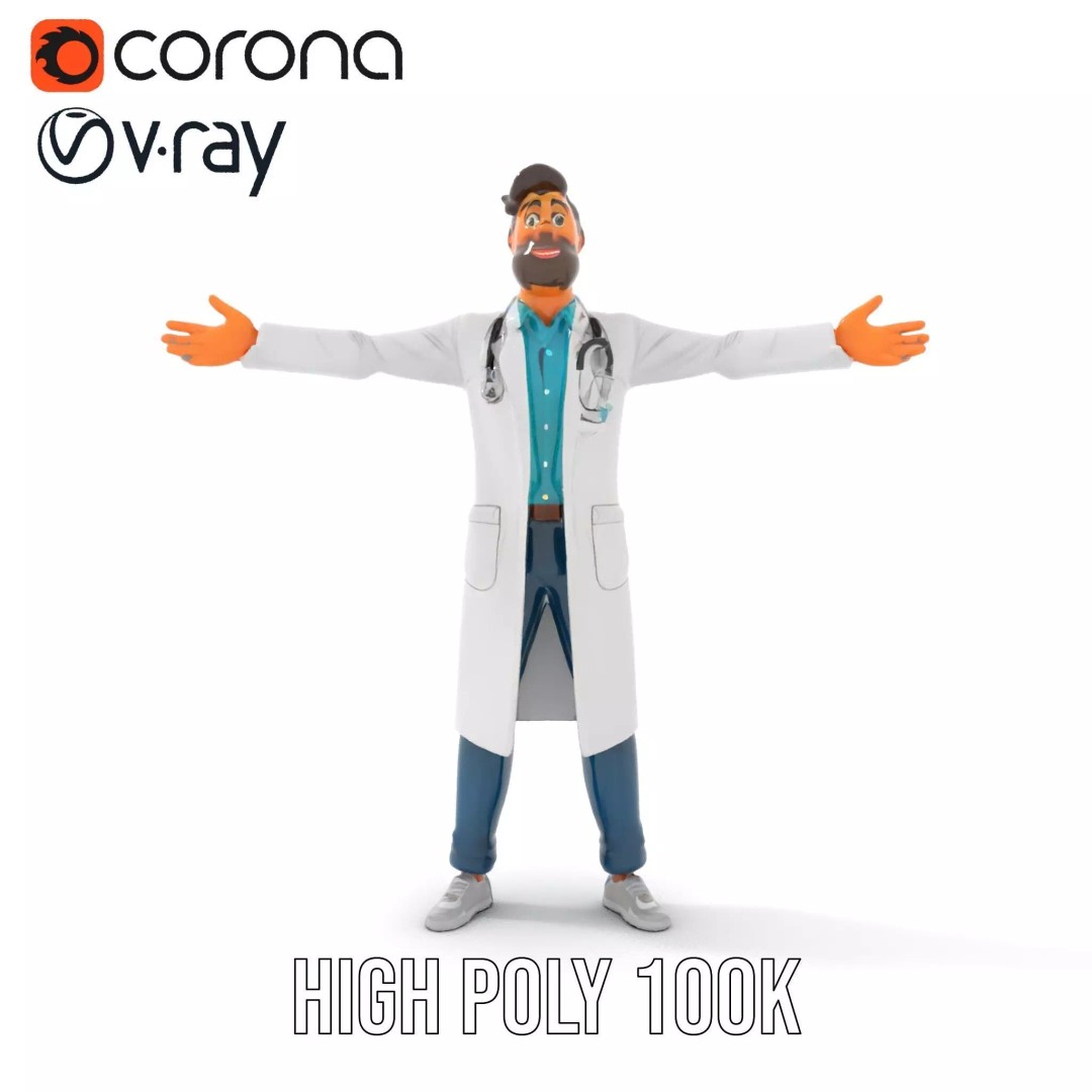 Doctor Character 3D Model – Professional Low-Poly Asset for Animation - View 21