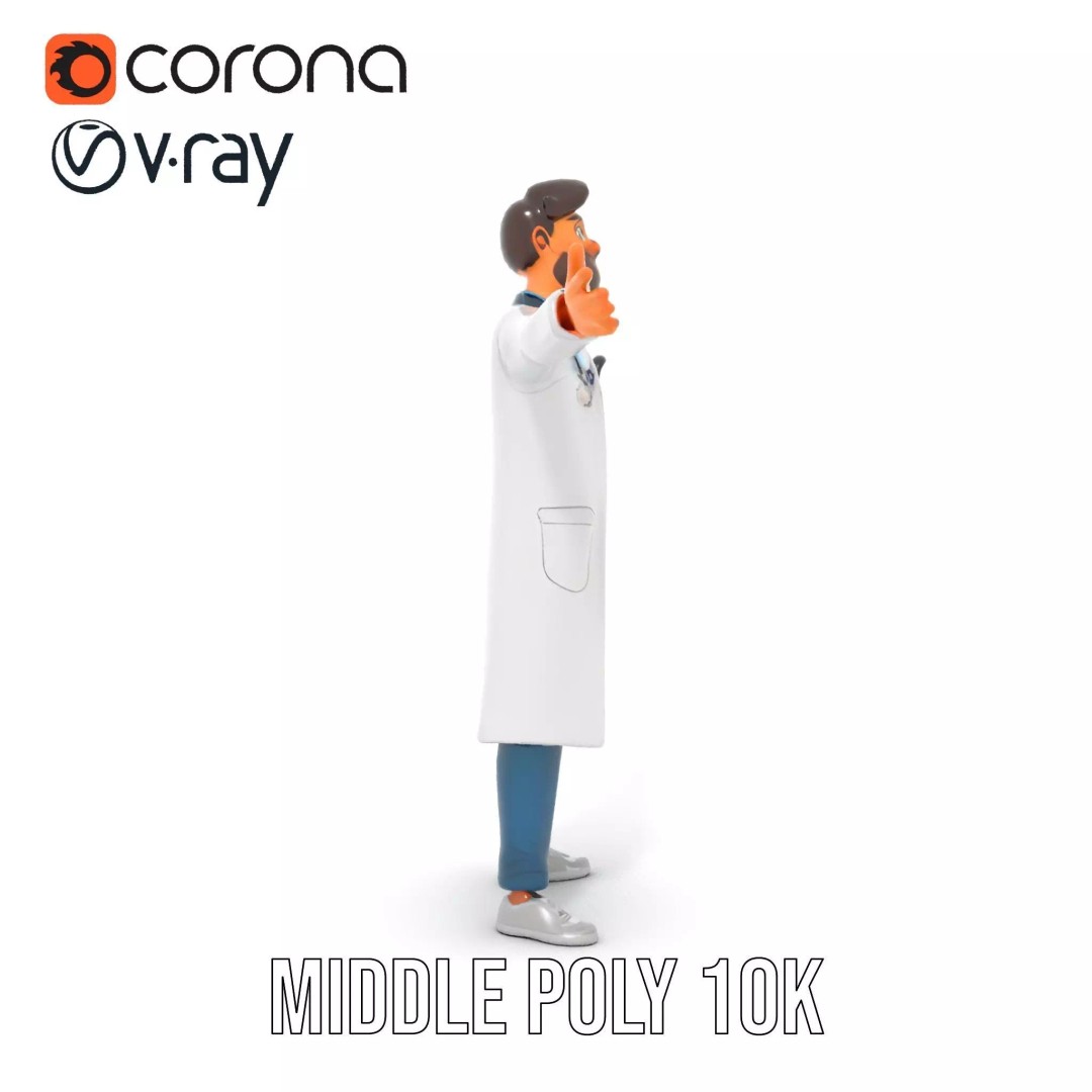 Doctor Character 3D Model – Professional Low-Poly Asset for Animation - View 22