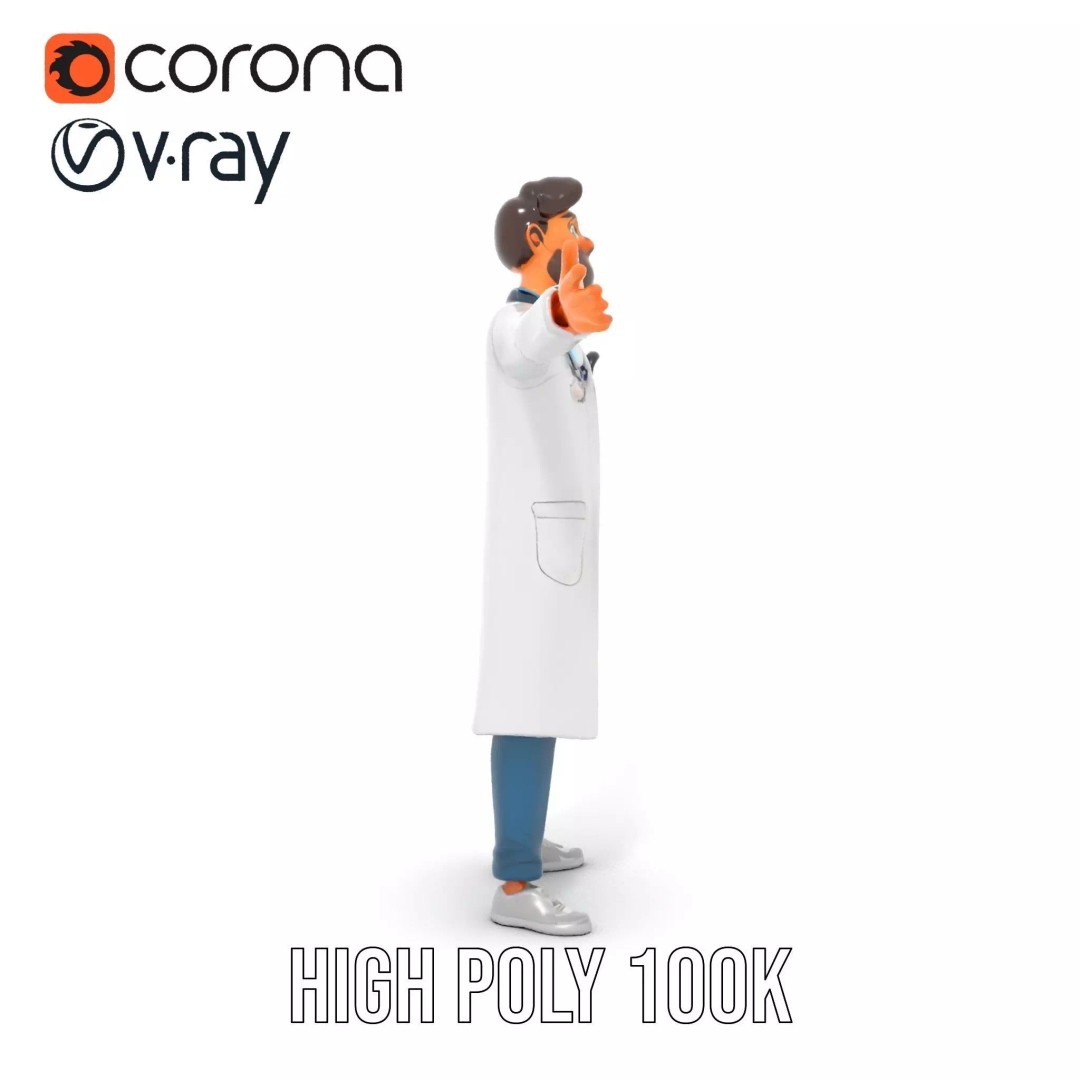 Doctor Character 3D Model – Professional Low-Poly Asset for Animation - View 24