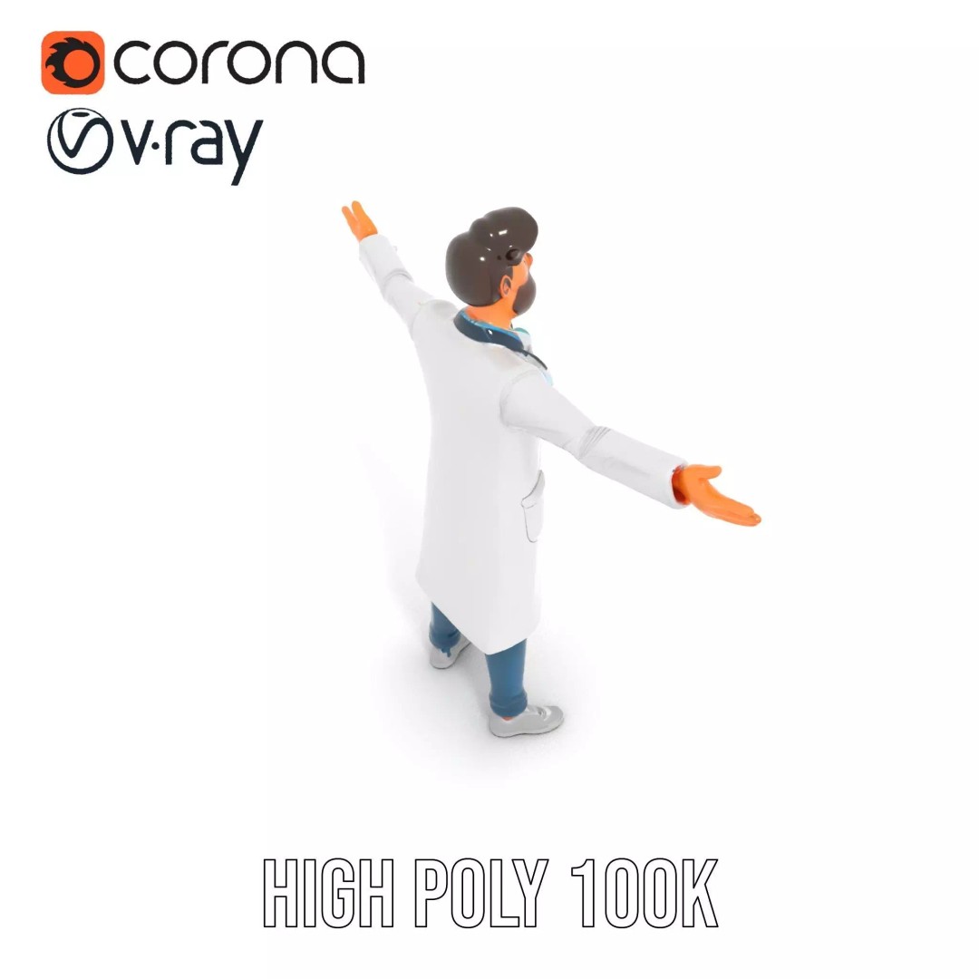 Doctor Character 3D Model – Professional Low-Poly Asset for Animation - View 29
