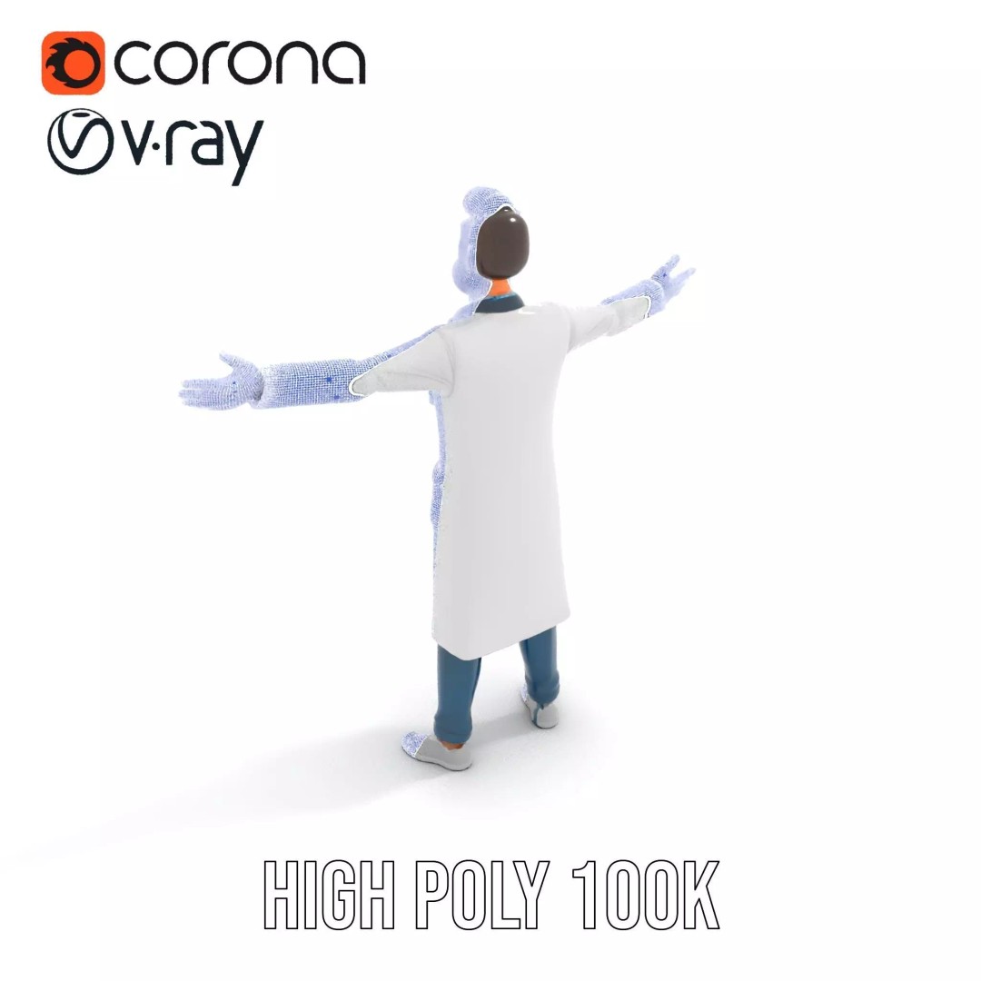 Doctor Character 3D Model – Professional Low-Poly Asset for Animation - View 32