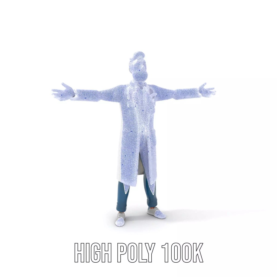 Doctor Character 3D Model – Professional Low-Poly Asset for Animation - View 5