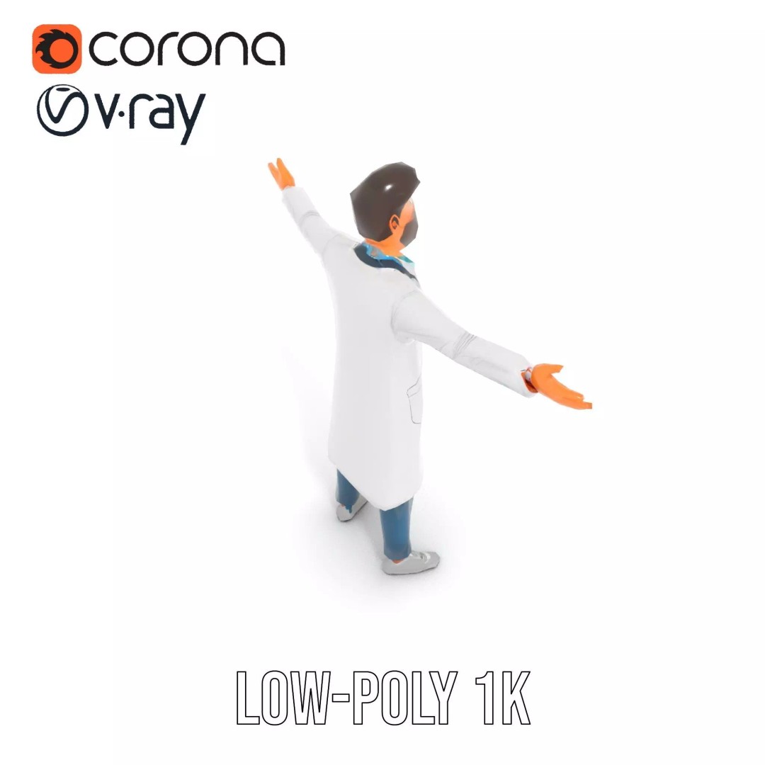 Doctor Character 3D Model – Professional Low-Poly Asset for Animation - View 9