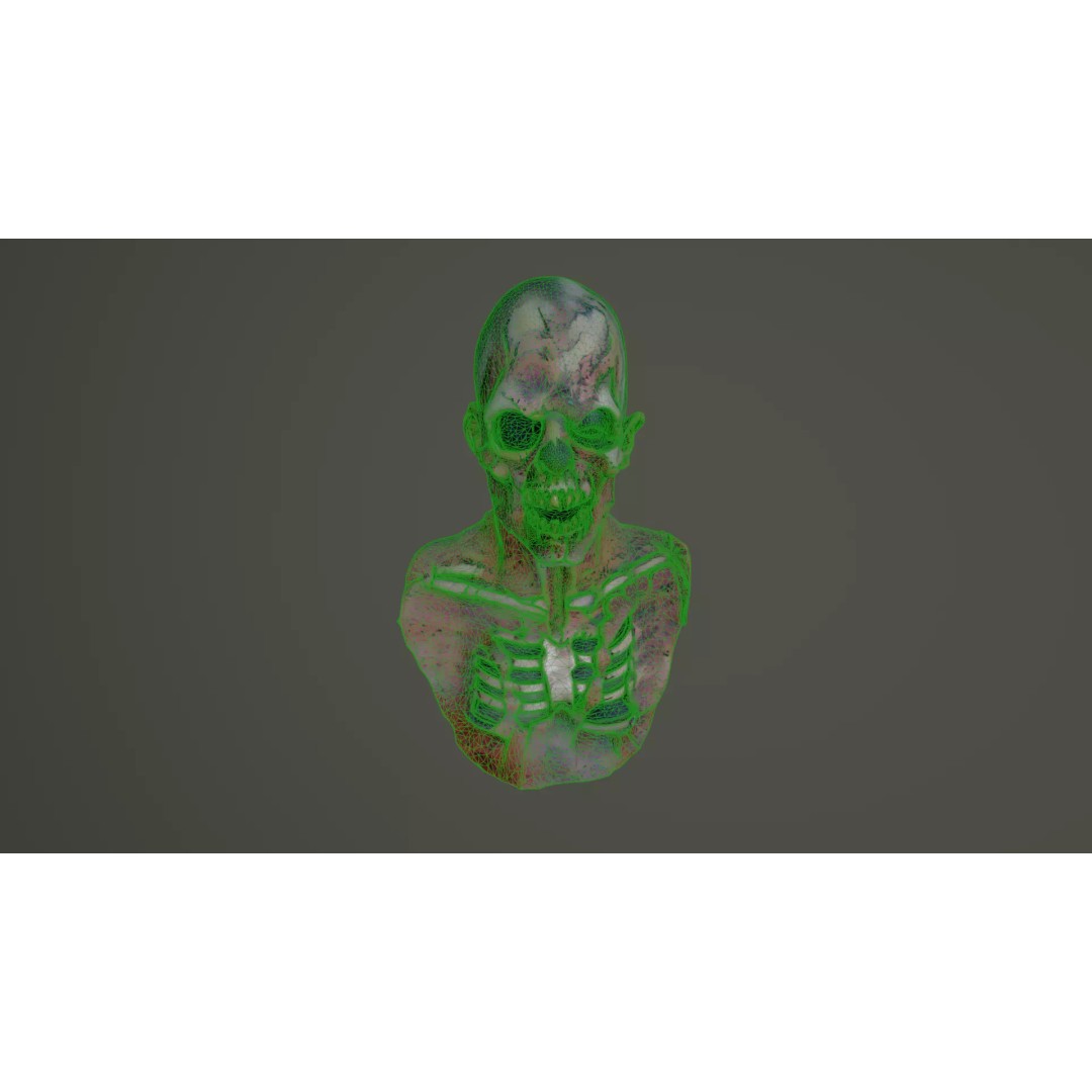 Zombie Head 3D Model – Horror Character Bust with PBR Textures, FBX