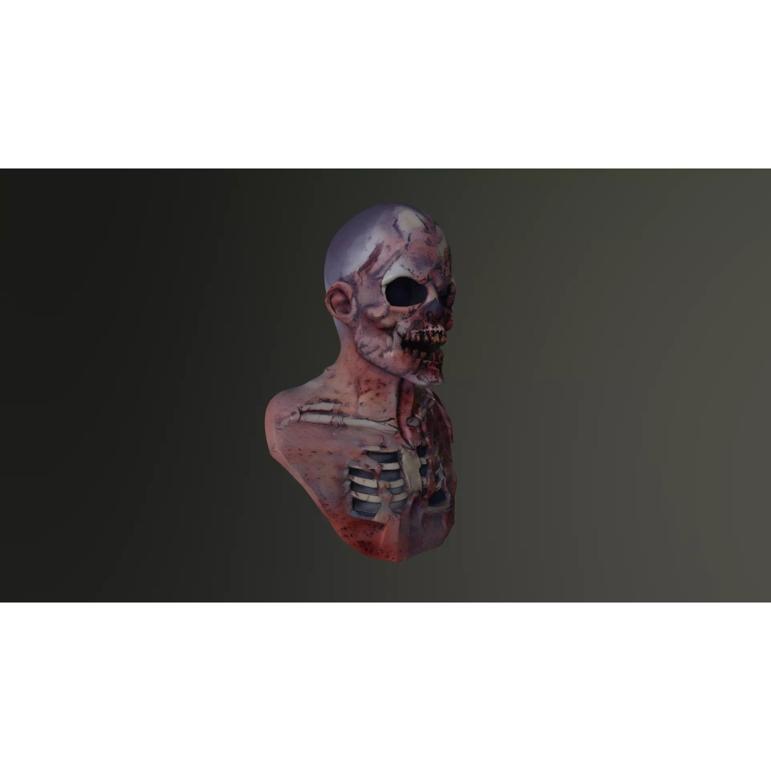 Zombie Head 3D Model – Horror Character Bust with PBR Textures, FBX - View 3