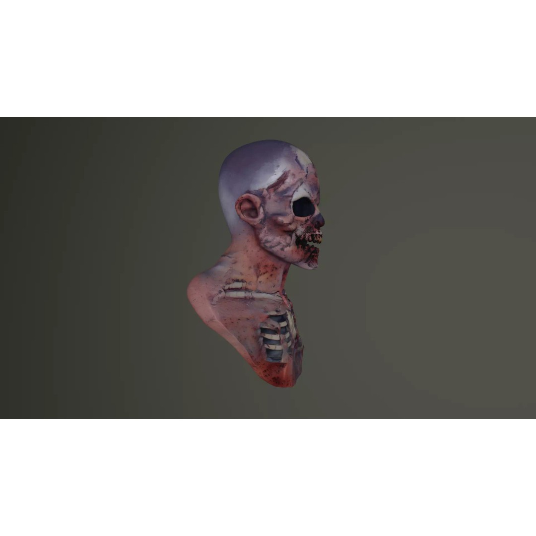 Zombie Head 3D Model – Horror Character Bust with PBR Textures, FBX - View 4