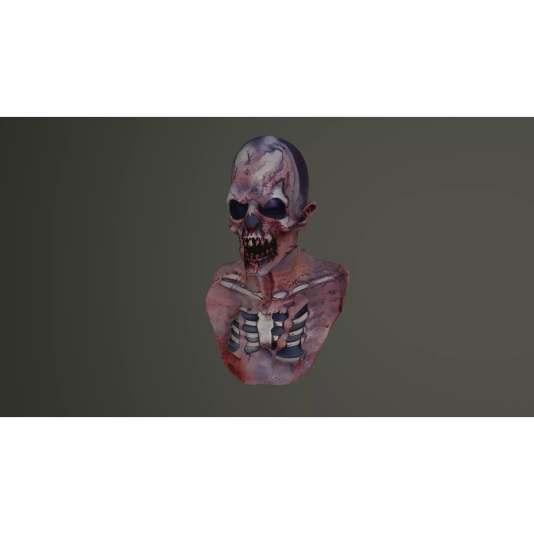Zombie Head 3D Model – Horror Character Bust with PBR Textures, FBX - View 7