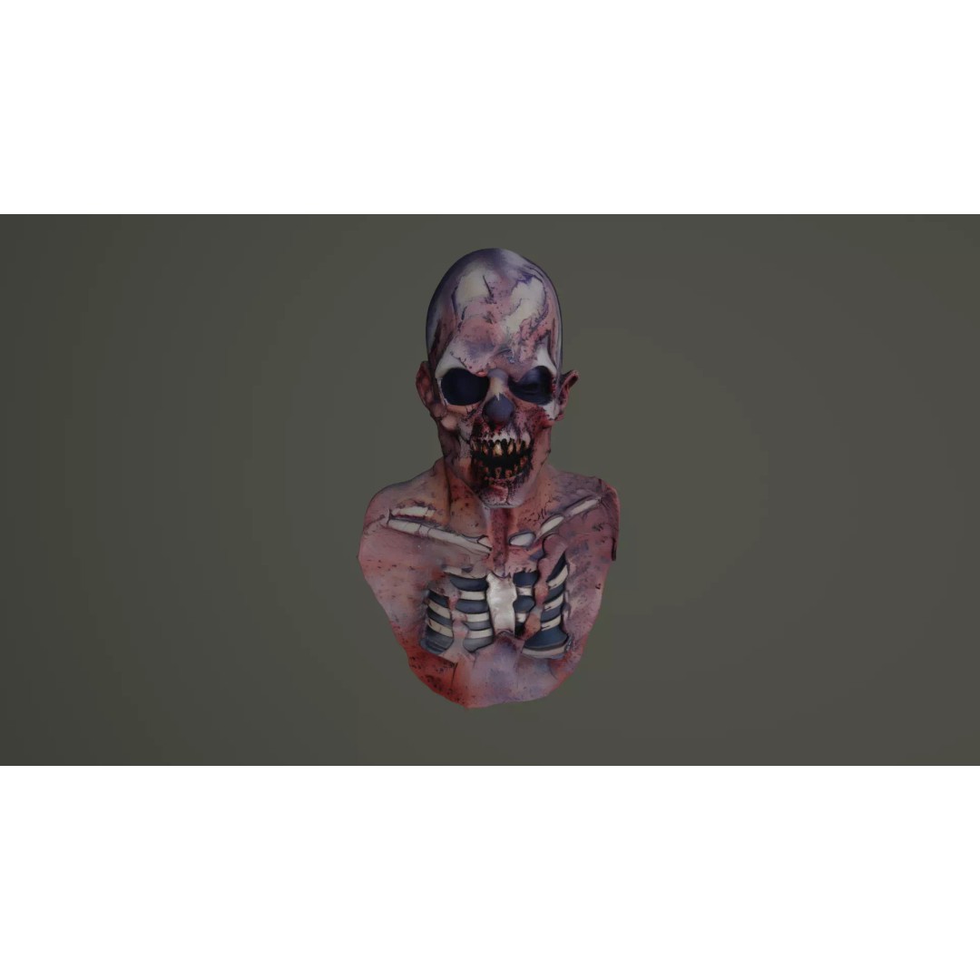 Zombie Head 3D Model – Horror Character Bust with PBR Textures, FBX - View 8
