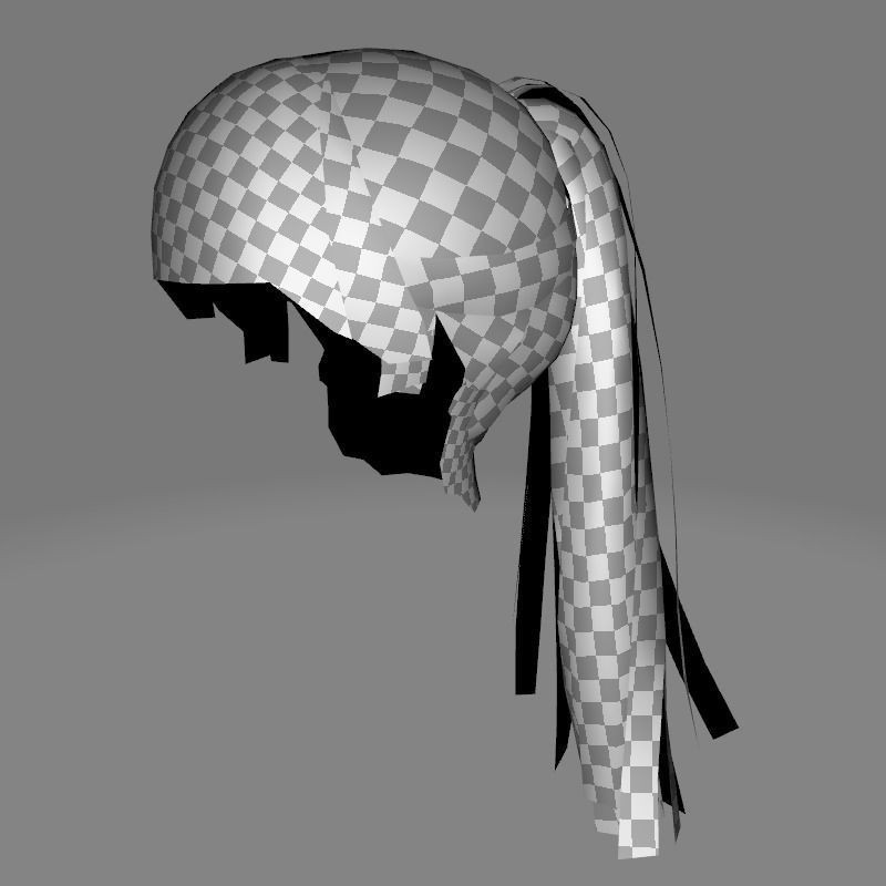 Female Hair 3D Model – Low Poly High Ponytail, PBR Textures, FBX