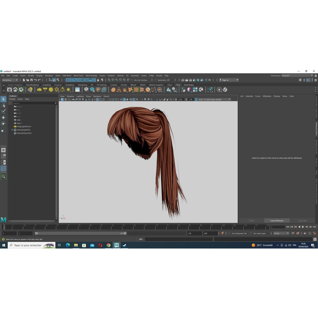Female Hair 3D Model – Low Poly High Ponytail, PBR Textures, FBX - View 14