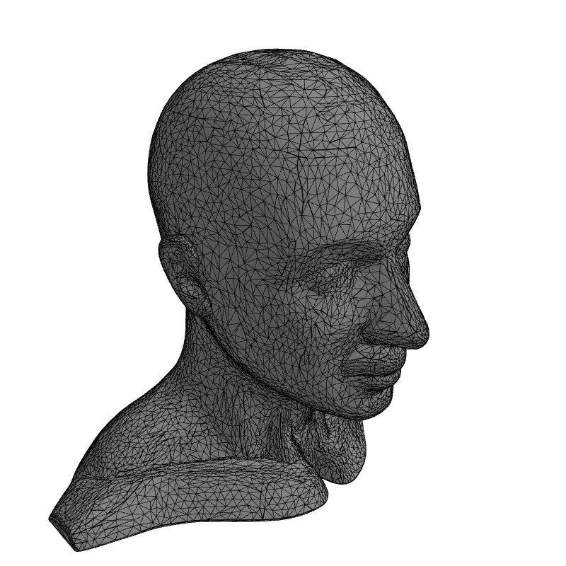 Male Head Wireframe 3D Model – Low Poly Game Asset, FBX, PBR - View 3