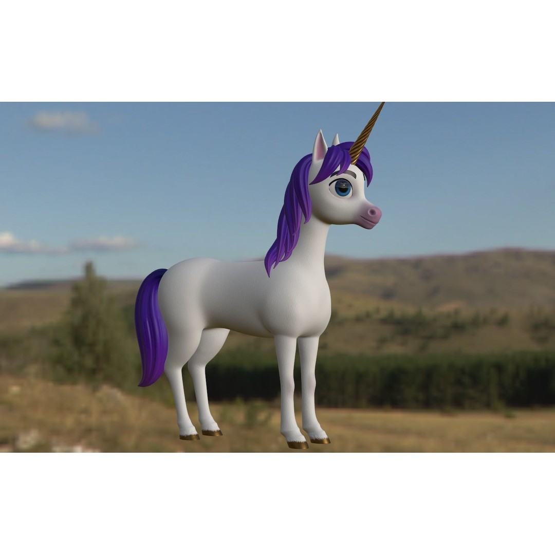 Unicorn 3D Model – Low Poly Character with Rigging and Textures