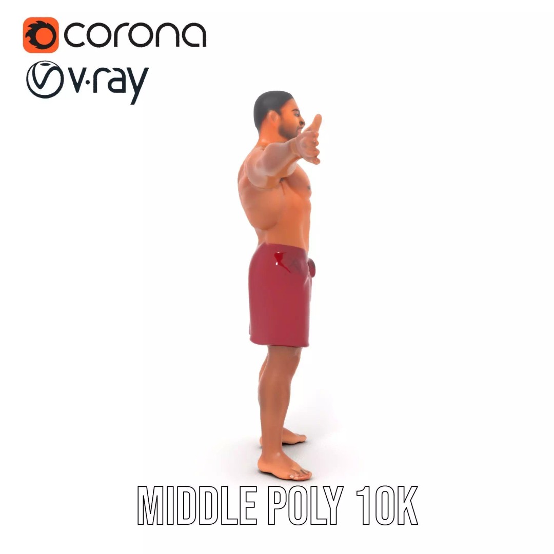 Muscular Human Figure 3D Model – Low Poly Rigged Character for Animation - View 15