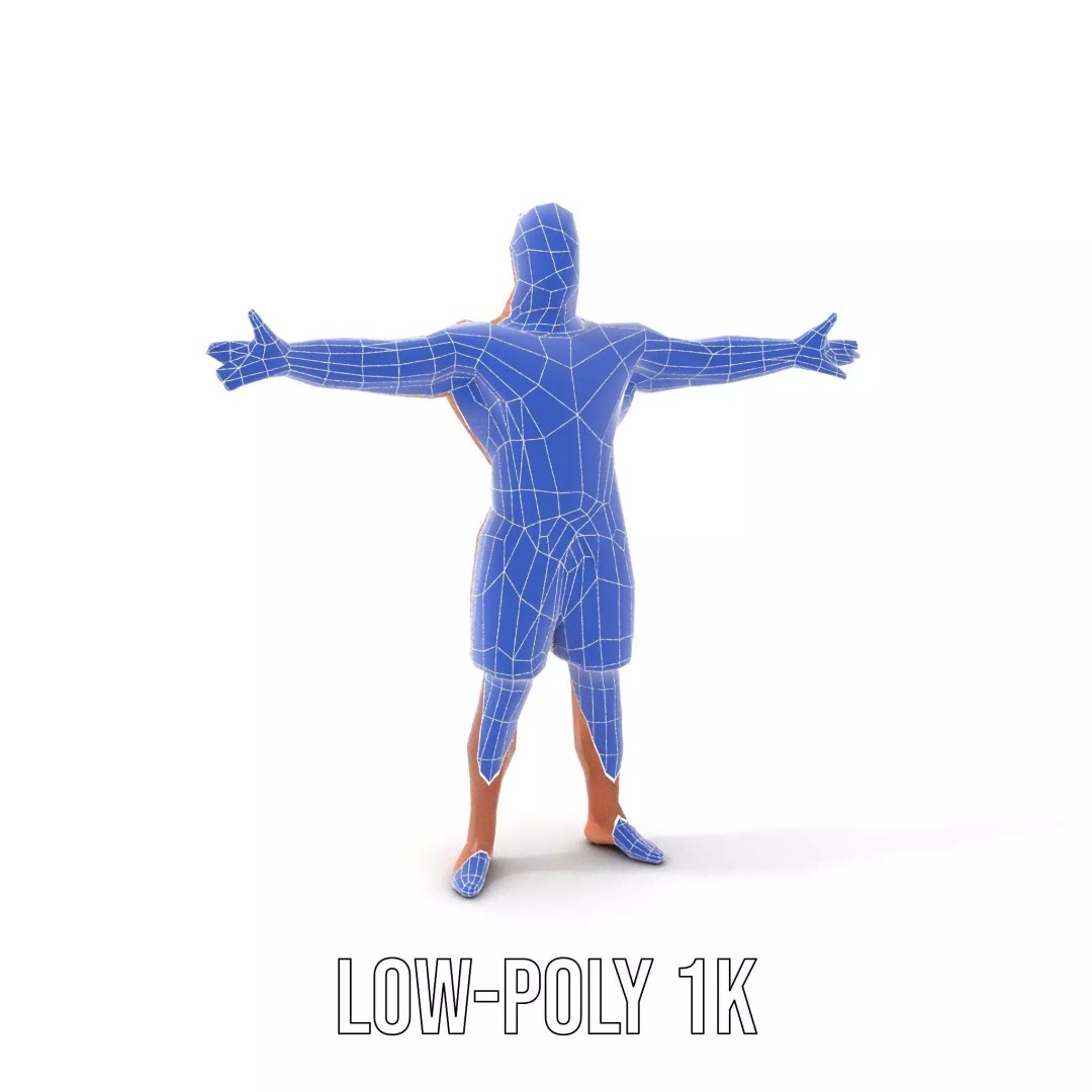Muscular Human Figure 3D Model – Low Poly Rigged Character for Animation - View 16