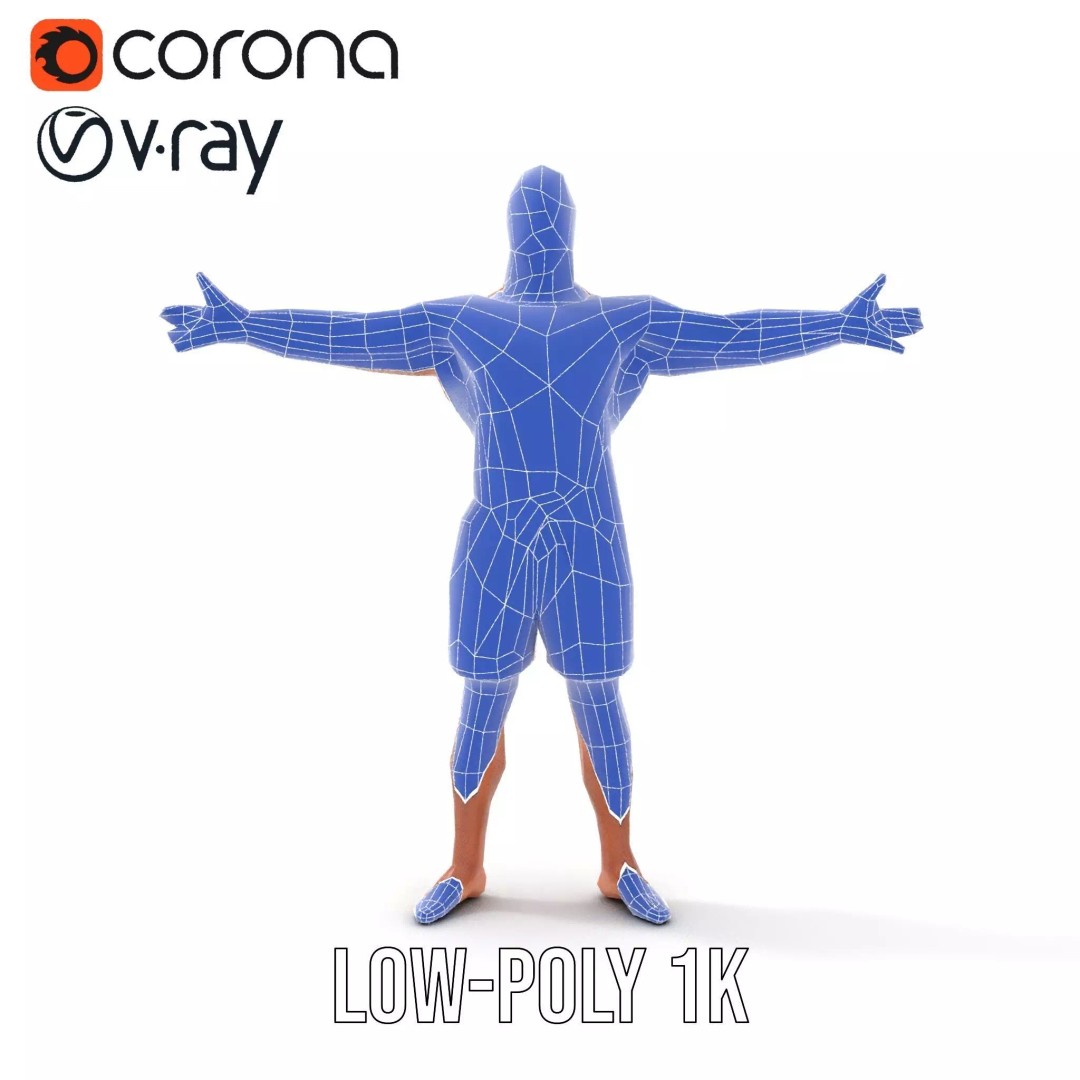 Muscular Human Figure 3D Model – Low Poly Rigged Character for Animation - View 19