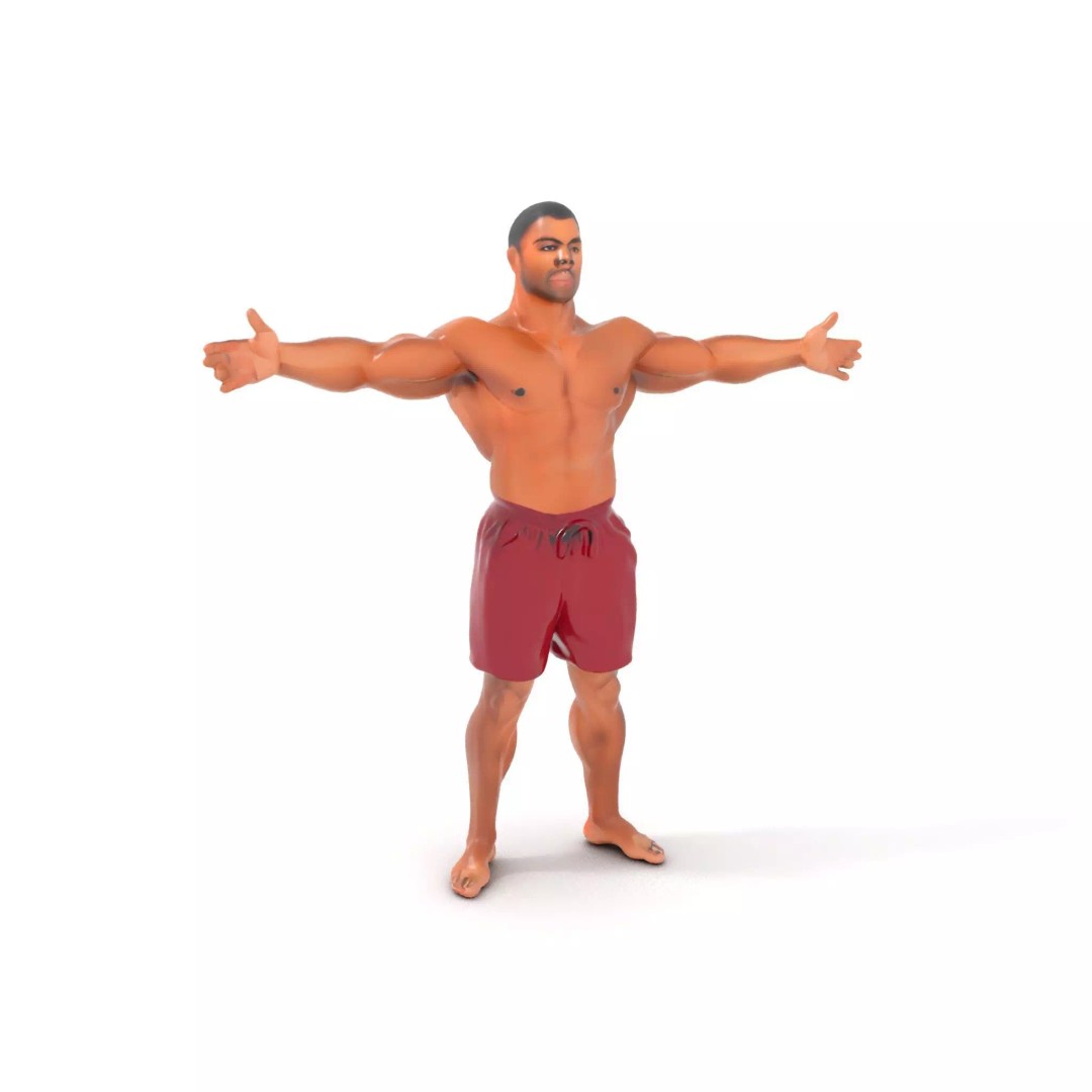 Muscular Human Figure 3D Model – Low Poly Rigged Character for Animation - View 2