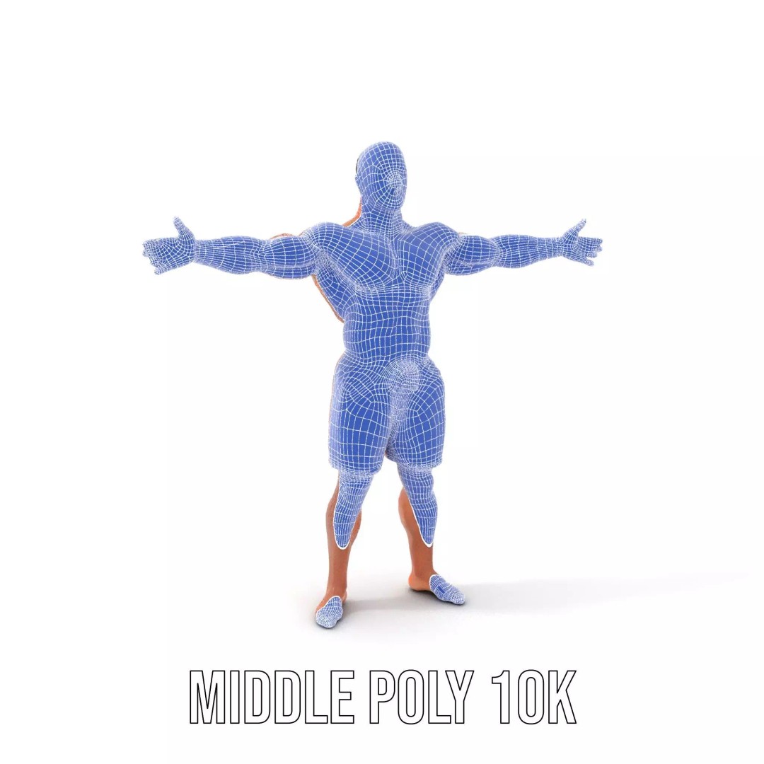 Muscular Human Figure 3D Model – Low Poly Rigged Character for Animation - View 24