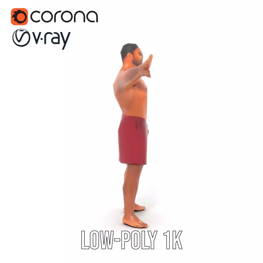 Muscular Human Figure 3D Model – Low Poly Rigged Character for Animation - View 28
