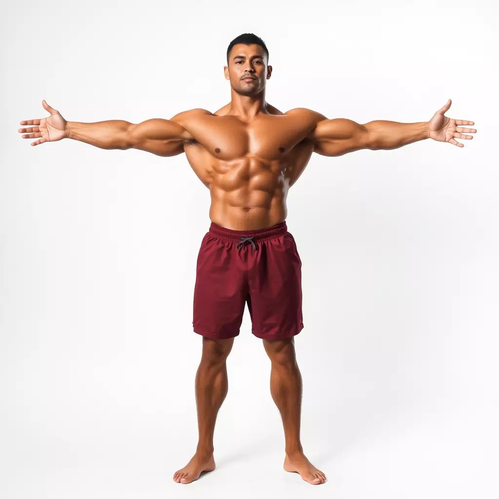 Muscular Human Figure 3D Model – Low Poly Rigged Character for Animation - View 3