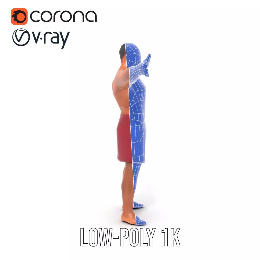 Muscular Human Figure 3D Model – Low Poly Rigged Character for Animation - View 31