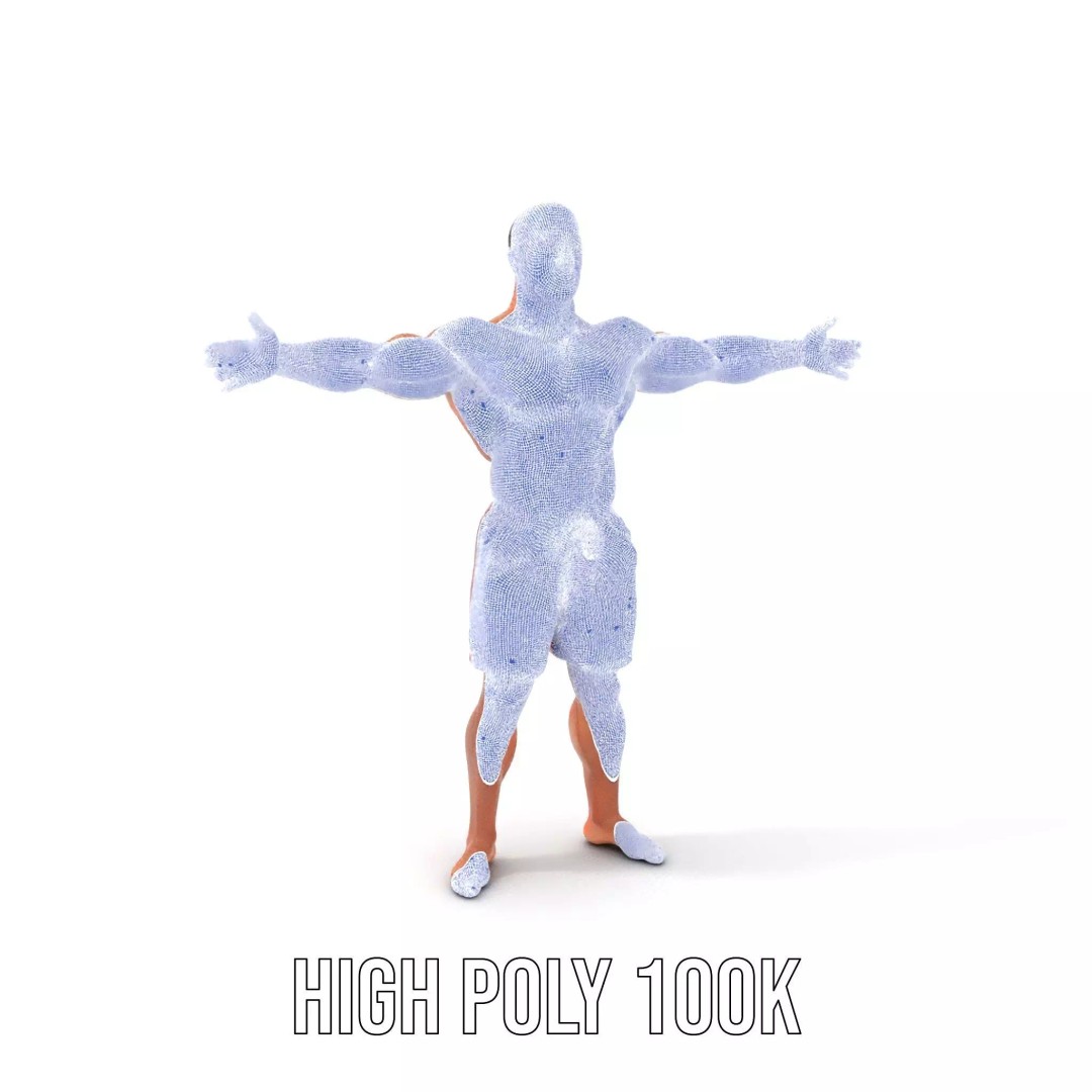 Muscular Human Figure 3D Model – Low Poly Rigged Character for Animation - View 5