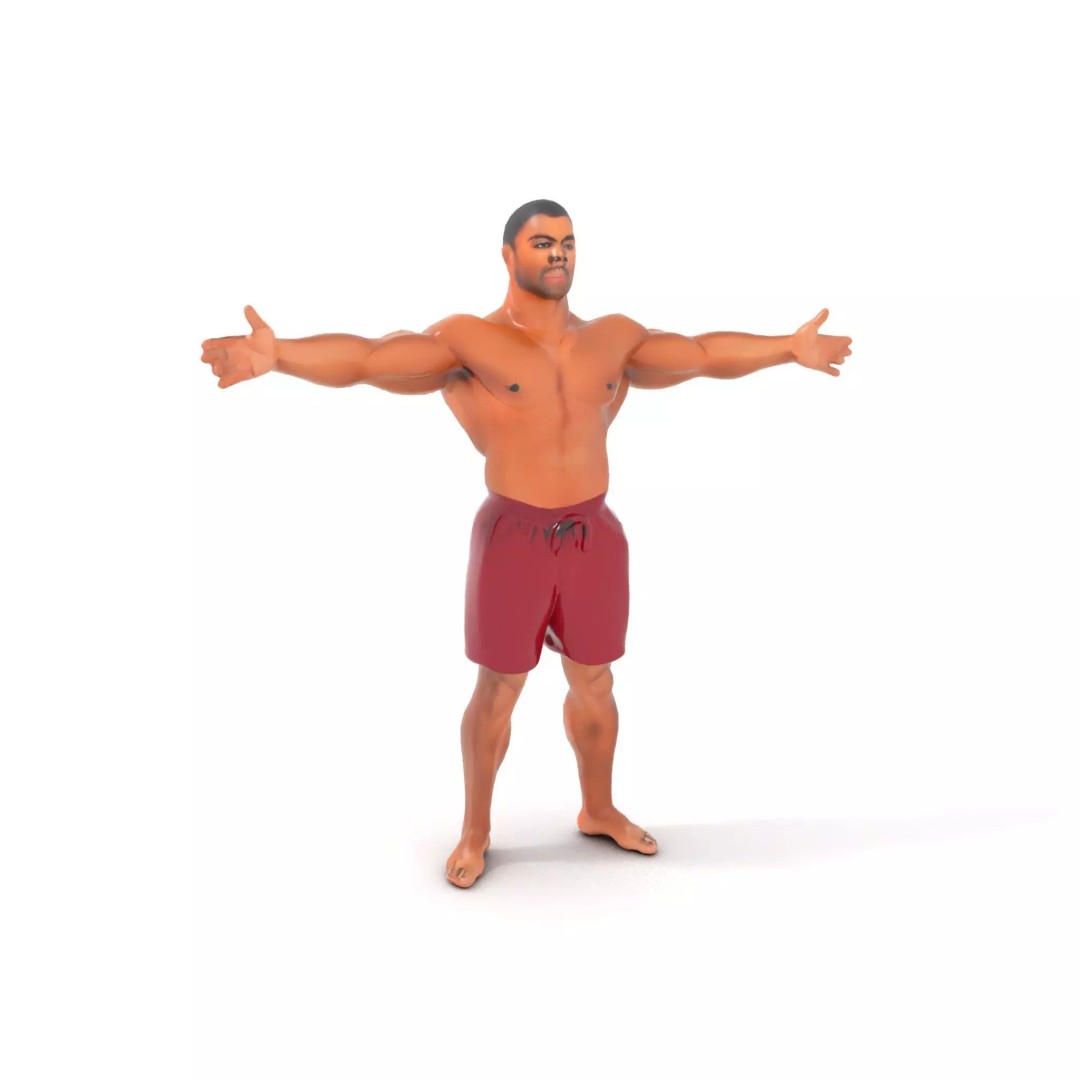 Muscular Human Figure 3D Model – Low Poly Rigged Character for Animation - View 7
