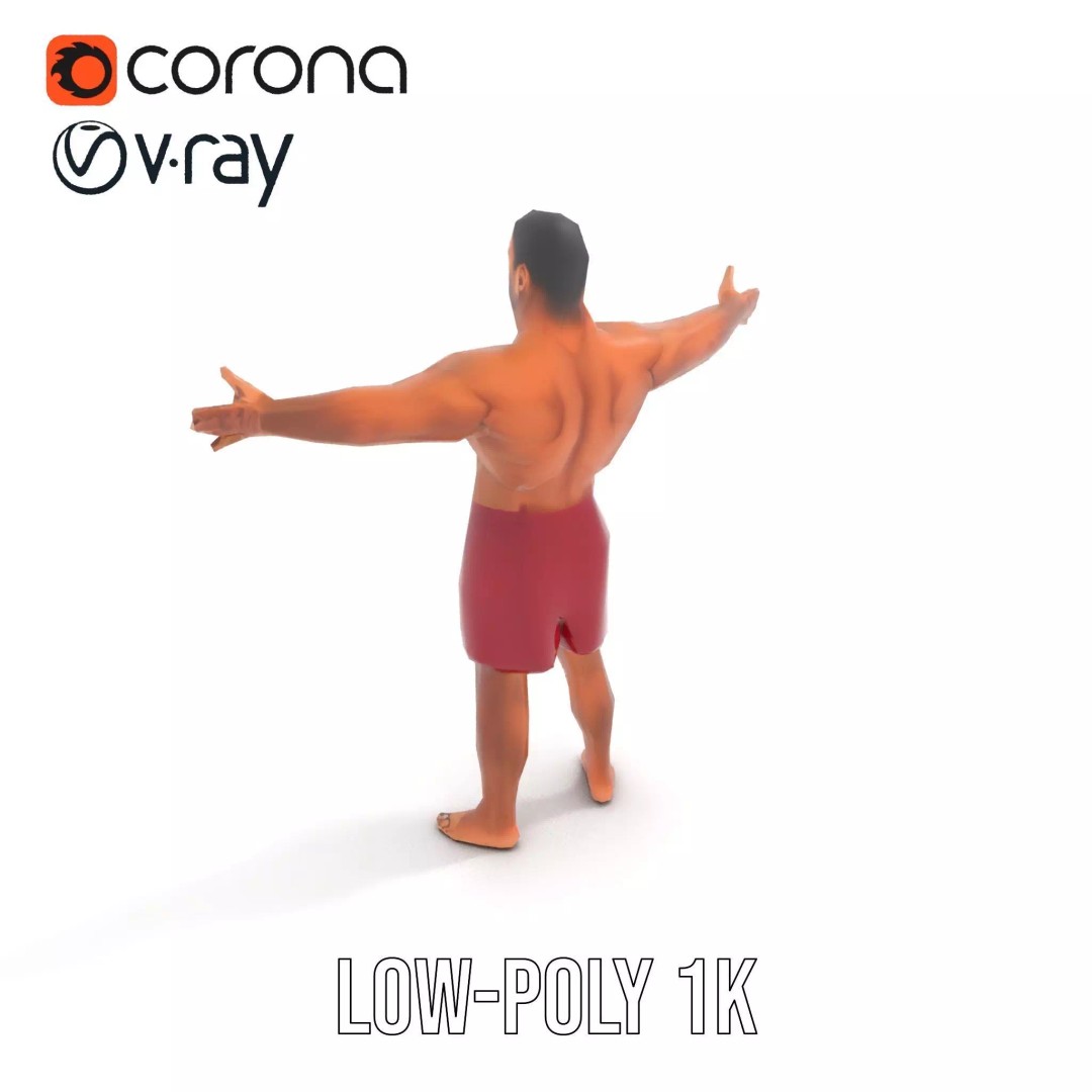 Muscular Human Figure 3D Model – Low Poly Rigged Character for Animation - View 8