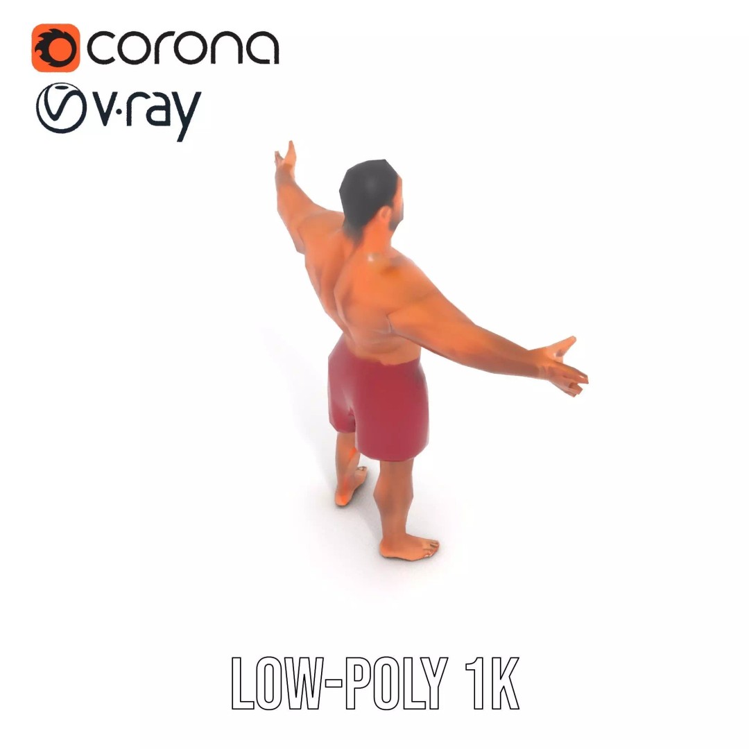 Muscular Human Figure 3D Model – Low Poly Rigged Character for Animation - View 9