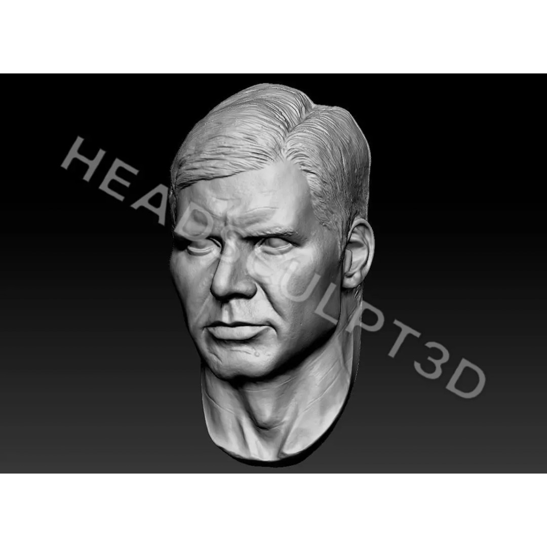 Harrison Ford Lifecast 3D Model – High Poly Character Scan, FBX/OBJ