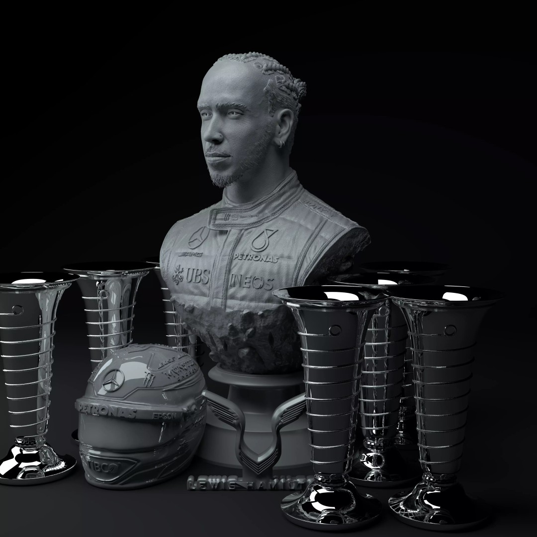Lewis Hamilton F1 Diorama 3D Model – High Detail STL Collectible - View 2