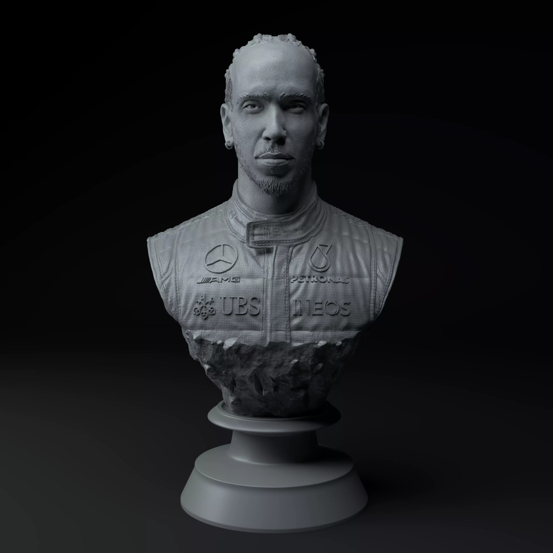 Lewis Hamilton F1 Diorama 3D Model – High Detail STL Collectible - View 3