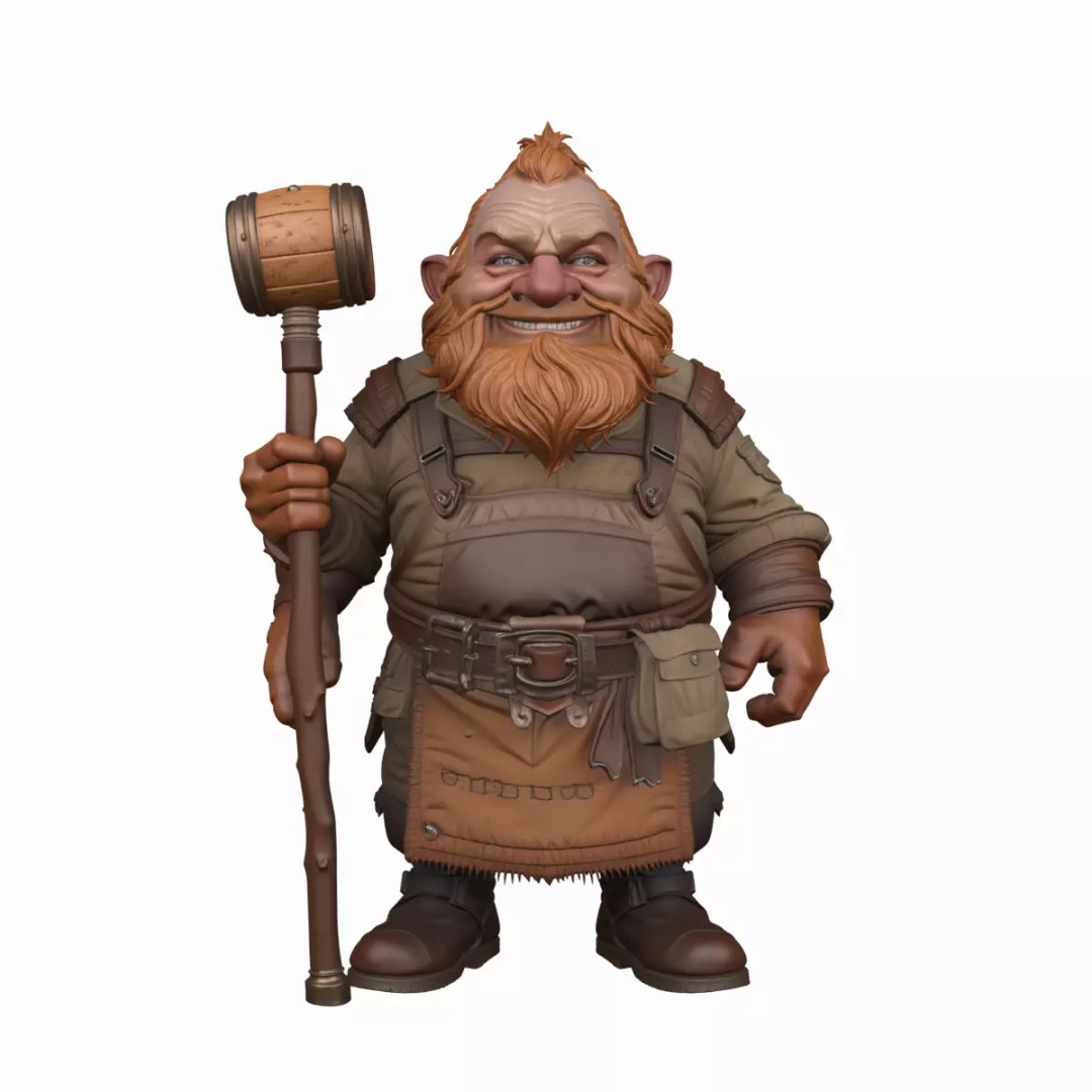 Jovial Dwarf Brewer 3D Model – Whimsical Fantasy Character, FBX - View 2
