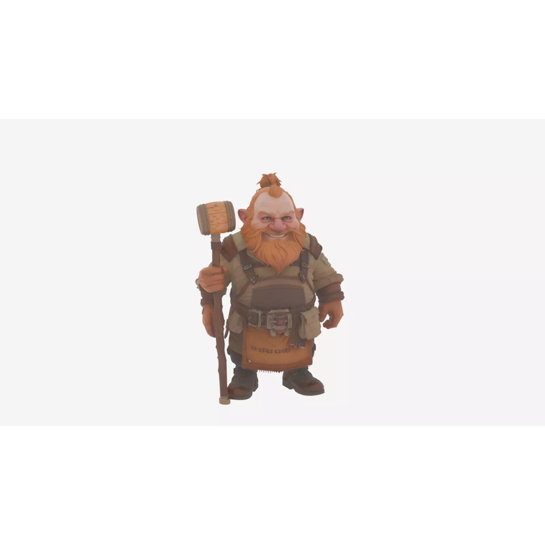 Jovial Dwarf Brewer 3D Model – Whimsical Fantasy Character, FBX - View 3