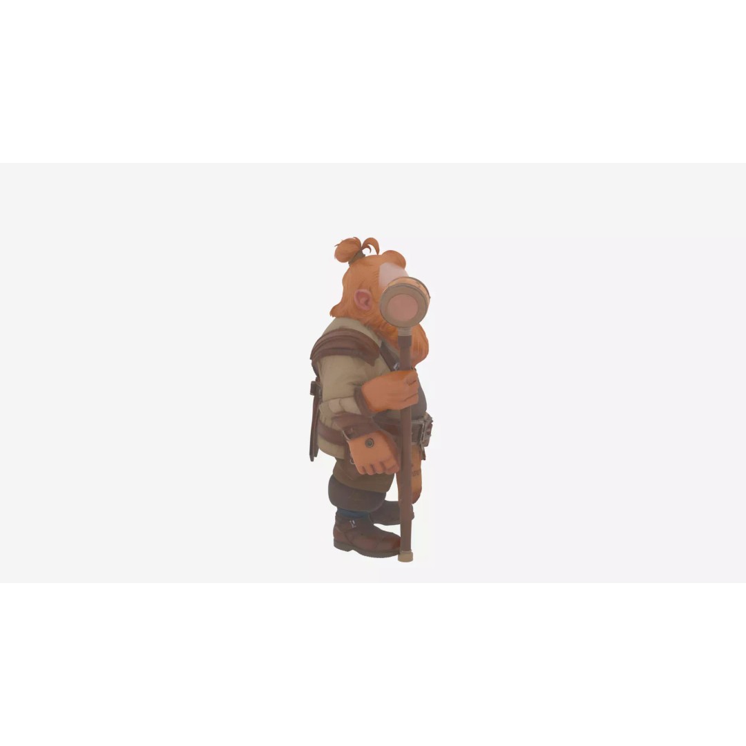 Jovial Dwarf Brewer 3D Model – Whimsical Fantasy Character, FBX - View 4