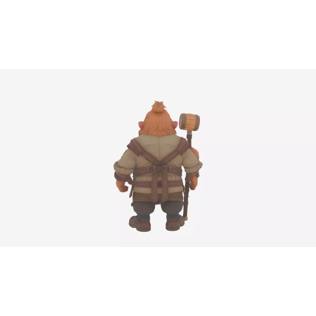 Jovial Dwarf Brewer 3D Model – Whimsical Fantasy Character, FBX - View 5