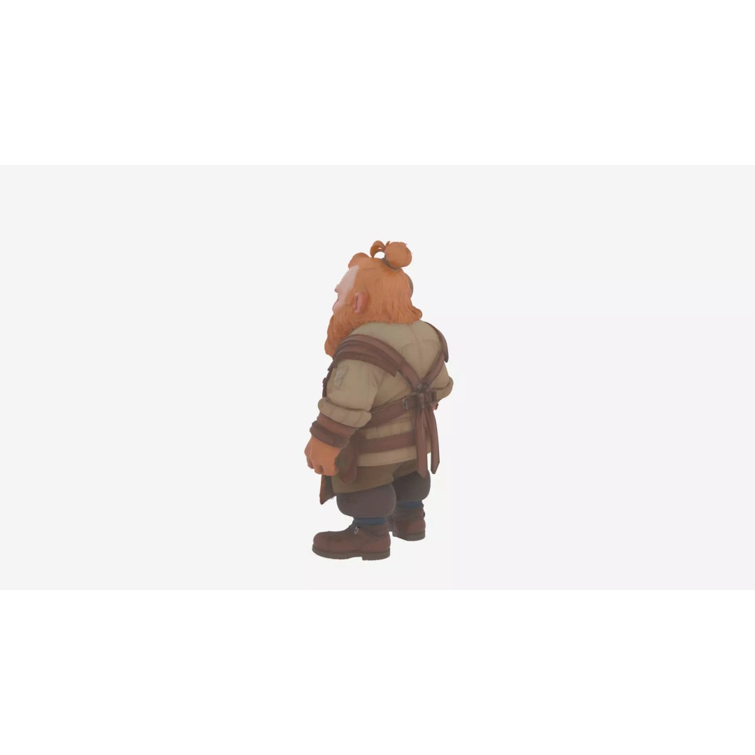 Jovial Dwarf Brewer 3D Model – Whimsical Fantasy Character, FBX - View 6