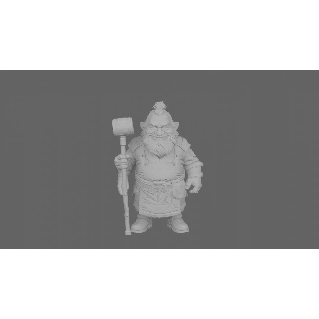 Jovial Dwarf Brewer 3D Model – Whimsical Fantasy Character, FBX - View 7