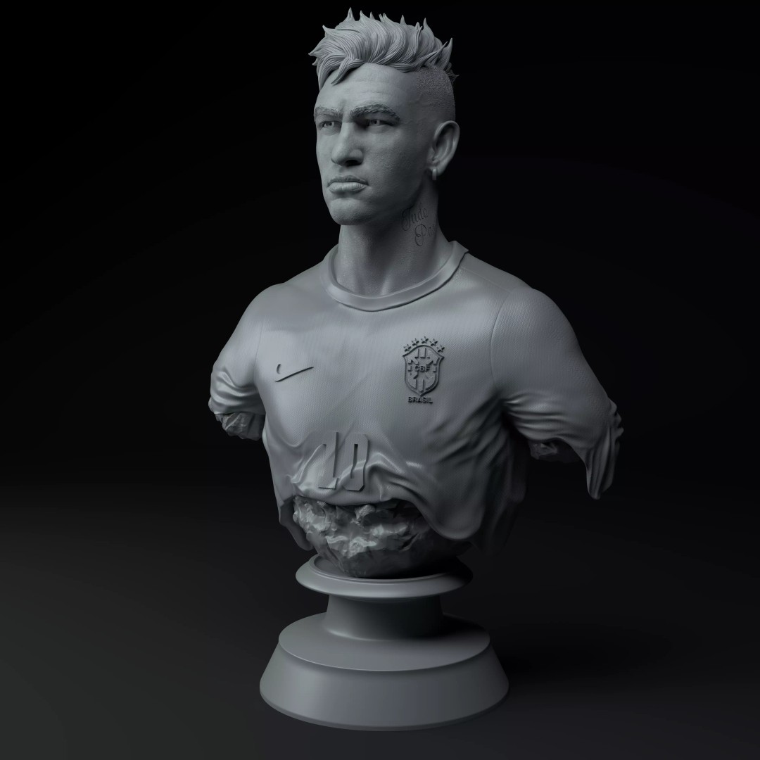 Neymar Jr Bust 3D Model – Premium STL Figurine for Collectors - View 2