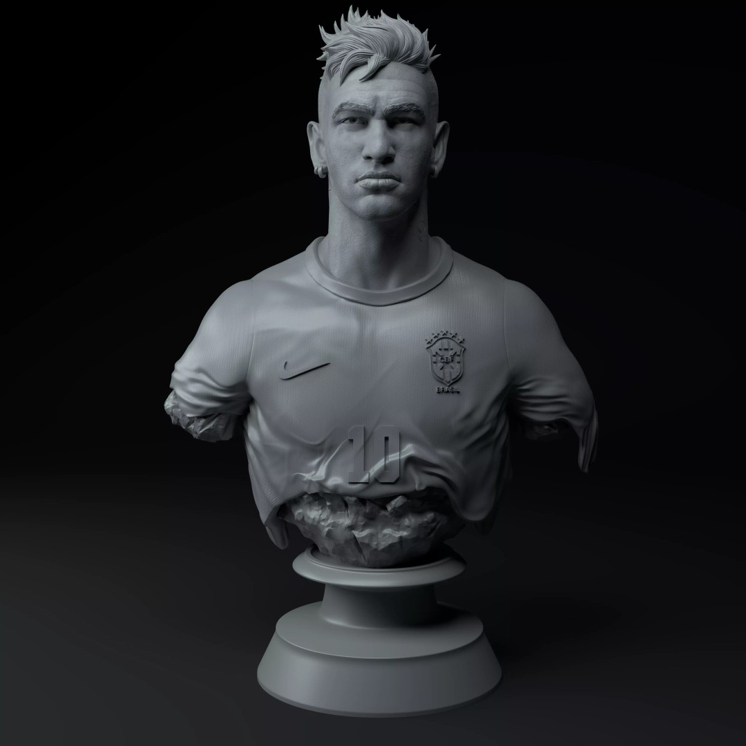 Neymar Jr Bust 3D Model – Premium STL Figurine for Collectors - View 3