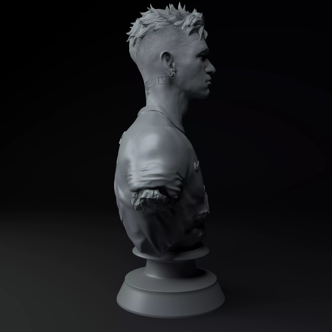 Neymar Jr Bust 3D Model – Premium STL Figurine for Collectors - View 8
