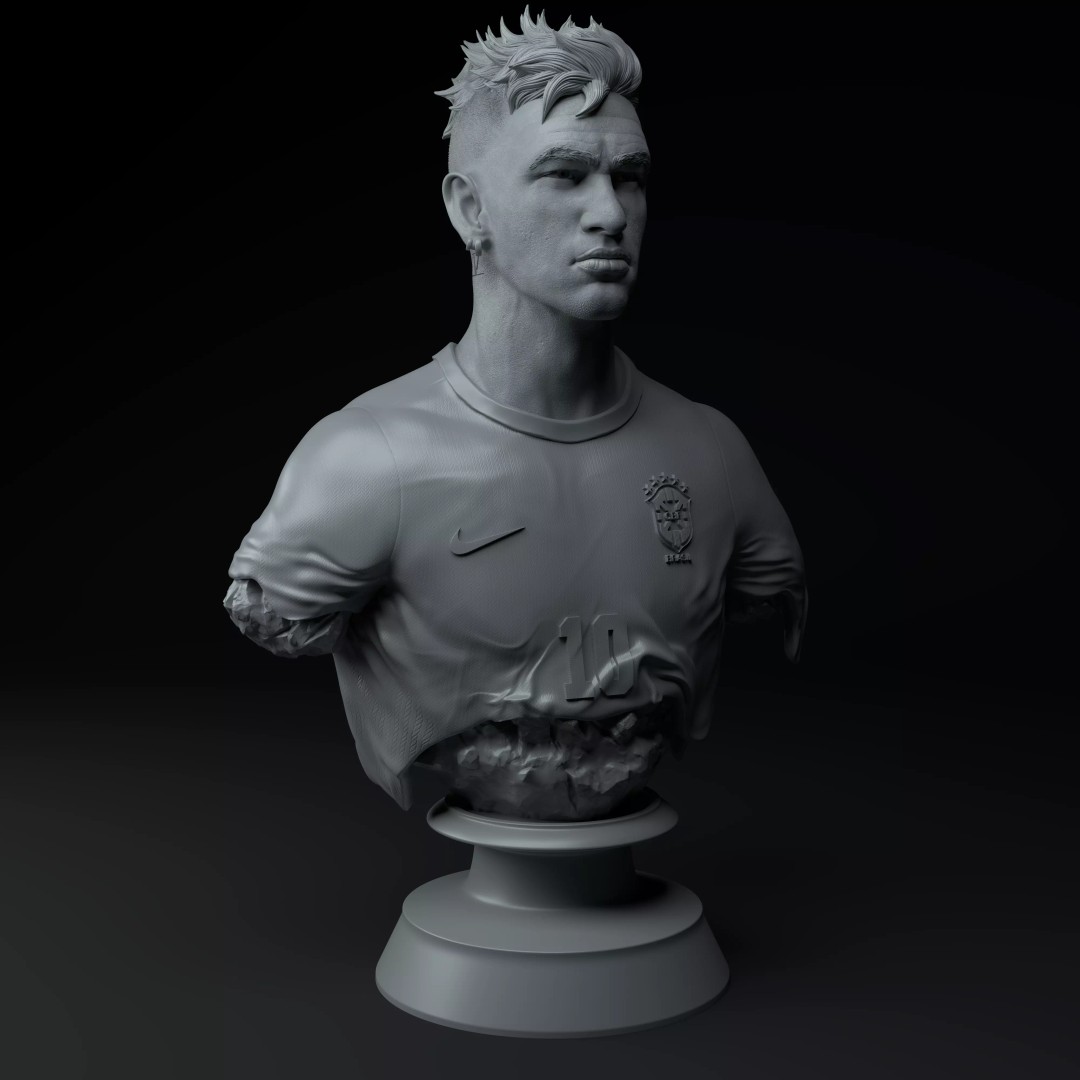 Neymar Jr Bust 3D Model – Premium STL Figurine for Collectors - View 9